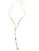 Gold seashell Y necklace with Black Diamond Austrian crystals