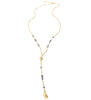 18K gold plated seashell Y necklace with Black Silver Night Swarovski crystals