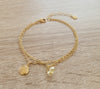 Gold seashell bracelet with Austrian crystal butterfly