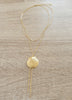 Dige Designs gold double chain seashell Y necklace