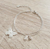 Silver double chain butterfly bracelet with Austrian crystals