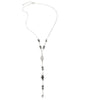 Silver Y-necklace with Black Silver Night Swarovski crystals and grey pearls