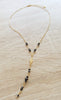 Gold Y necklace with black Austrian crystals