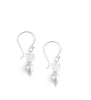 Rhodium plated earrings with grey freshwater pearls and clear Swarovski crystal butterflies
