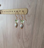 Olive pearl earrings with peridot Austrian crystal butterflies