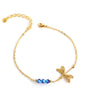 Gold dragonfly bracelet with Austrian Montana AB blue crystals