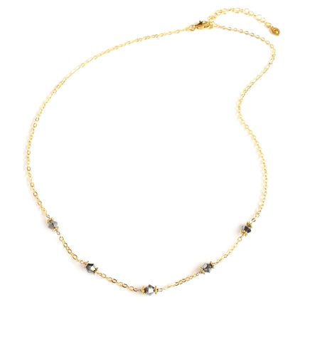 18K gold plated choker necklace with Black Silver Night Swarovski crystals.