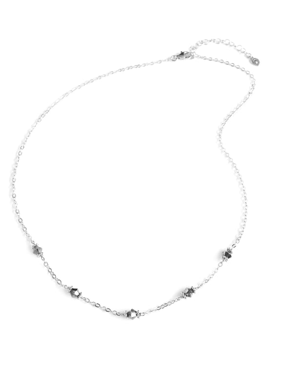 Black diamond Austrian crystal and silver choker necklace