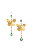 Emerald drop and butterfly stud earrings