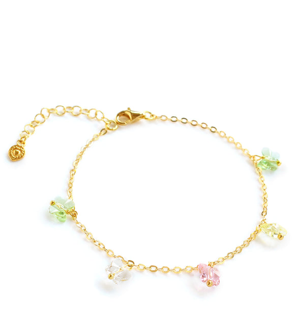 Gold bracelet with Austrian crystal butterflies