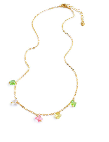 Gold crystal butterfly choker necklace