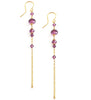 Long-length 18K gold plated earrings with Amethyst Swarovski crystals