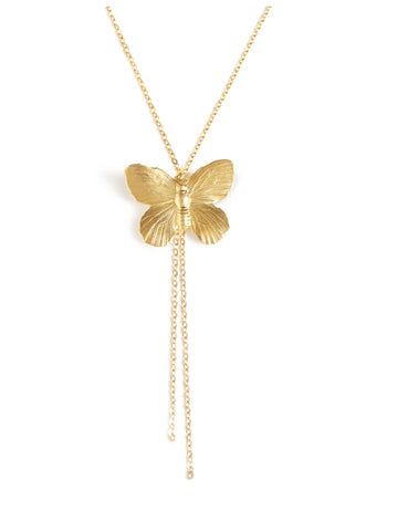 Medium-length 18K gold plated butterfly Y-necklace