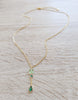 Austrian Peridot crystal butterfly and emerald drop necklace