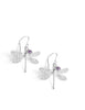 Rhodium plated dragonfly earrings with Tanzanite Austrian crystals