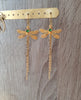 Gold dragonfly dangle earrings with Emerald crystals