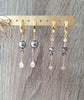 Grey pearl and crystal drop hoop earrings