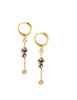 Gold hoop earring with Black Diamond Austrian crystals