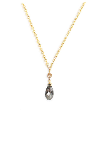 Short gold necklace with Black Diamond drop