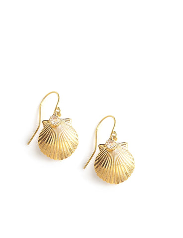 Dige Designs gold seashell and crystal earrings