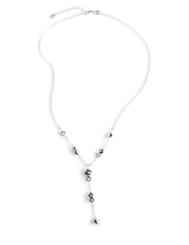 Short silver necklace with Black Diamond Austrian crystals