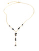 Short 18K gold plated Y-necklace with black Austrian crystals
