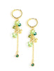 Gold hoop earrings with Peridot green butterflies and clover