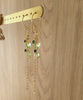 Gold earrings with Peridot green butterflies and Emerald crystals