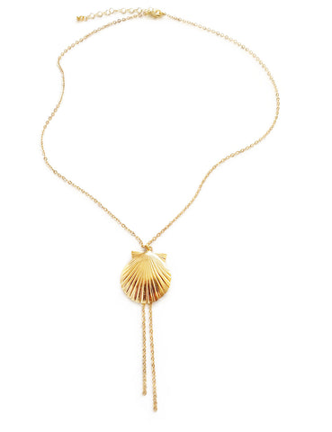 Medium-length 18K gold plated seashell Y-necklace