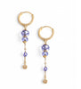 18K gold plated hoop earrings with Tanzanite crystals