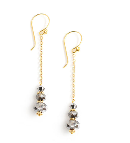 18K gold plated dangle earrings with Black Silver Night Swarovski crystals