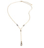 18K Gold Plated Y Necklace with Black Silver Night Swarovski Crystals