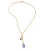 18K gold plated necklace with heart charm and Tanzanite Swarovski crystal drop