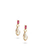 18K gold plated pink stud earrings with Golden Shadow drops