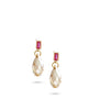 18K gold plated pink stud earrings with Golden Shadow drops