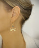 Gold dragonfly earrings with Black Diamond Austrian crystals
