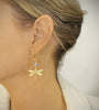 Gold dragonfly earrings with Tanzanite Austrian crystals