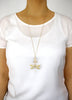 Long dragonfly necklace with Golden Shadow Austrian crystals