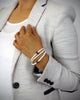 Cream triple wrap leather bracelet with Austrian pavé crystals
