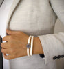 Cream double wrap leather bracelet with Austrian crystals