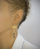 Gold dragonfly and black diamond Austrian crystal earrings