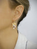 Gold dragonfly earrings with Golden Shadow Austrian crystal drops