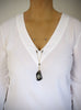 Long gold necklace with Black Diamond Austrian crystals