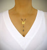 Gold butterfly Y necklace with Black Diamond Austrian crystals