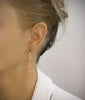 Gold dangle stud earrings with Pink and Rose Peach crystal drops