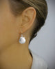 Dige Designs silver seashell earrings with clear crystals
