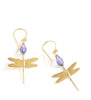 18K gold plated dragonfly earrings with Tanzanite Swarovski crystal drops.