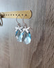Silver dragonfly earrings with sparkling Aqua Swarovki crystal drops
