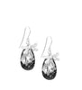 Silver dragonfly earrings with Black Silver Night Swarovski crystals drops.