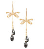 18K gold plated dragonfly earrings with "Black Silver Night" Swarovski crystal drops